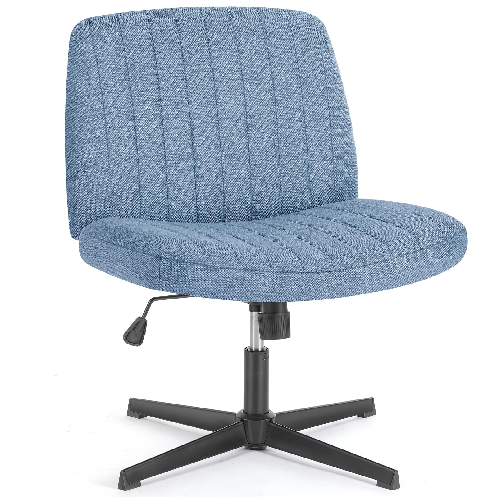 Criss Cross Legged Chairs Armless No Wheels Wide Seat Height Adjustable Swivel Padded Fabric Home Office Desk Seating for Bedroom, Student, Study Room