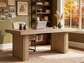 Modern Office Desk, Home Office Table with Wide Fluted Legs, Modern Desk for Home Office, Natural