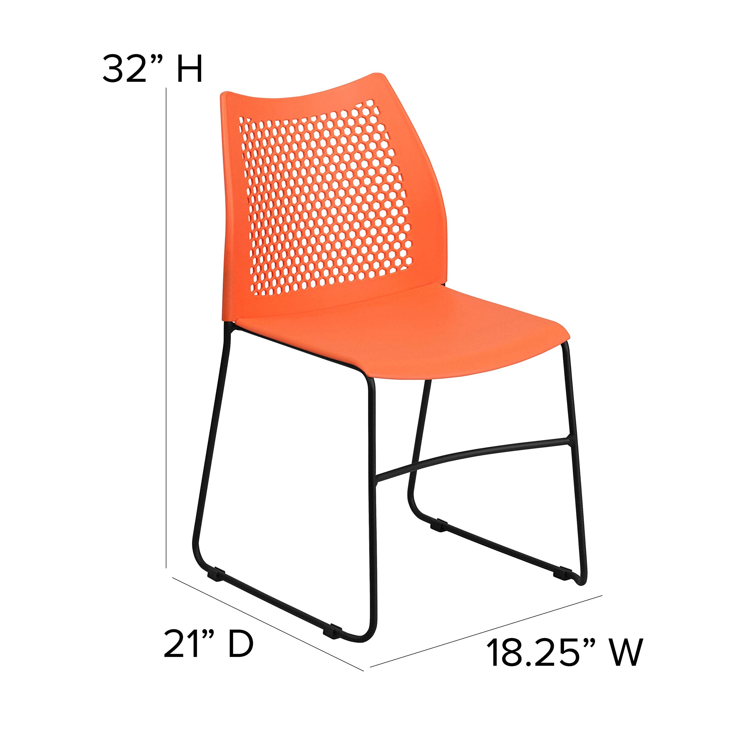 (Set of 5)Hercules Series Contoured Lobby Chairs with Air-Vent Honeycomb Backs, Ergonomic Stacking Chairs for Offices, Orange