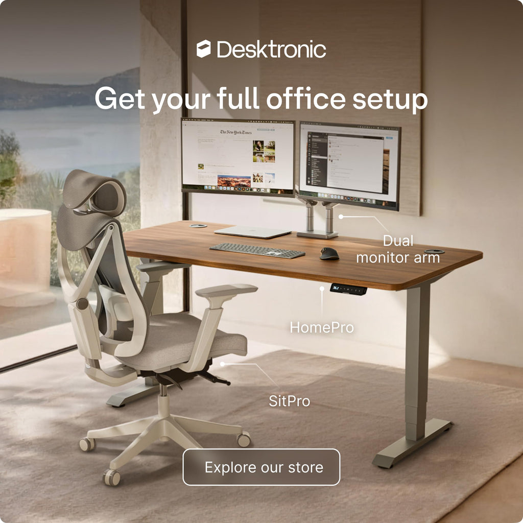 Standing Desk 48x24 — Made in Europe, Ergonomic Sit Stand Home Office Desk, Electric Height Adjustable, Dual Motor, USB & USB-C Charging, Wobble-Free, Touchscreen, 3 Memory Presets
