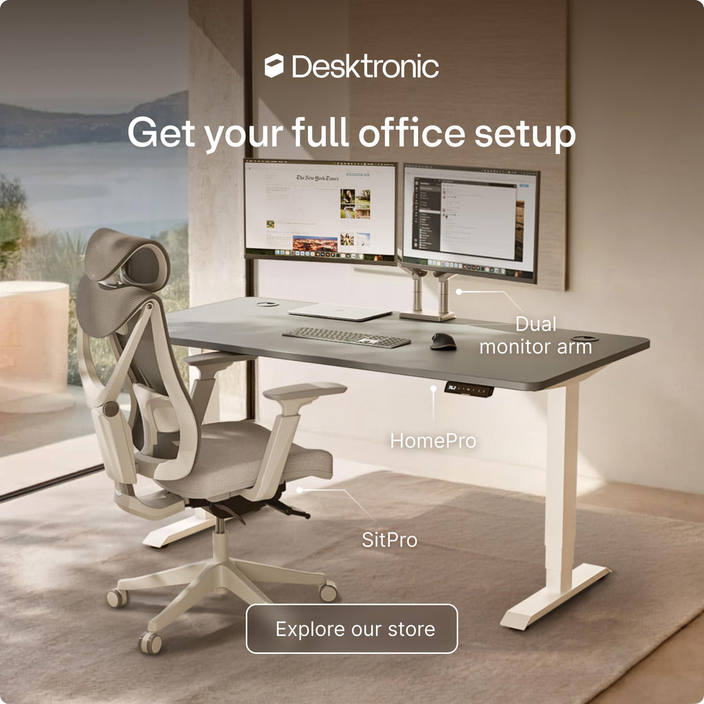 Standing Desk 48x24 — Made in Europe, Ergonomic Sit Stand Home Office Desk, Electric Height Adjustable, Dual Motor, USB & USB-C Charging, Wobble-Free, Touchscreen, 3 Memory Presets