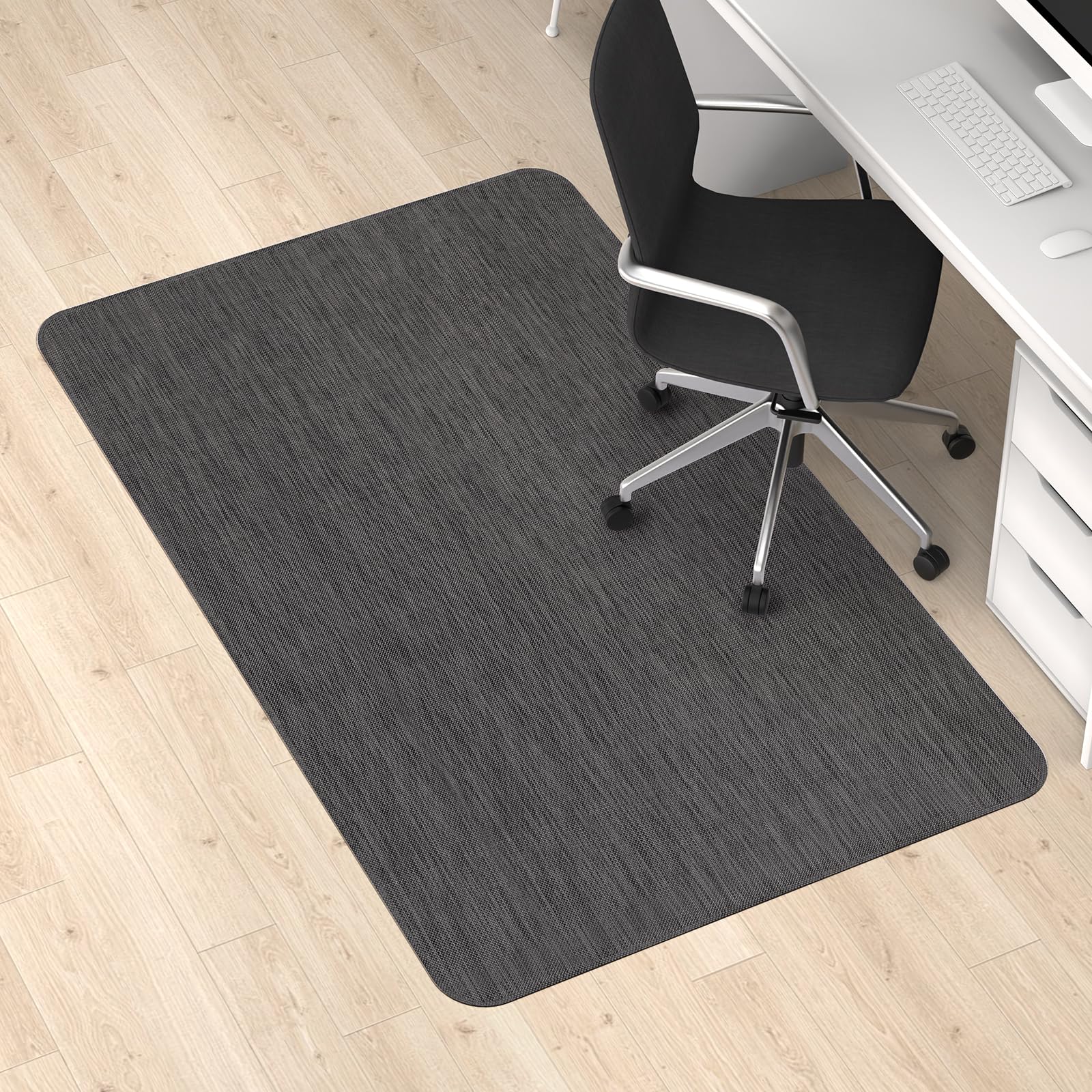 Office Chair Mat for Hardwood Floor and Low Pile Carpet, 36"x 48" Desk Chair Mat for Hard Wood, Anti-Slip Hard Floor Protector Rolling Chair Mats, PVC Mat Desk Rug for Home, Black