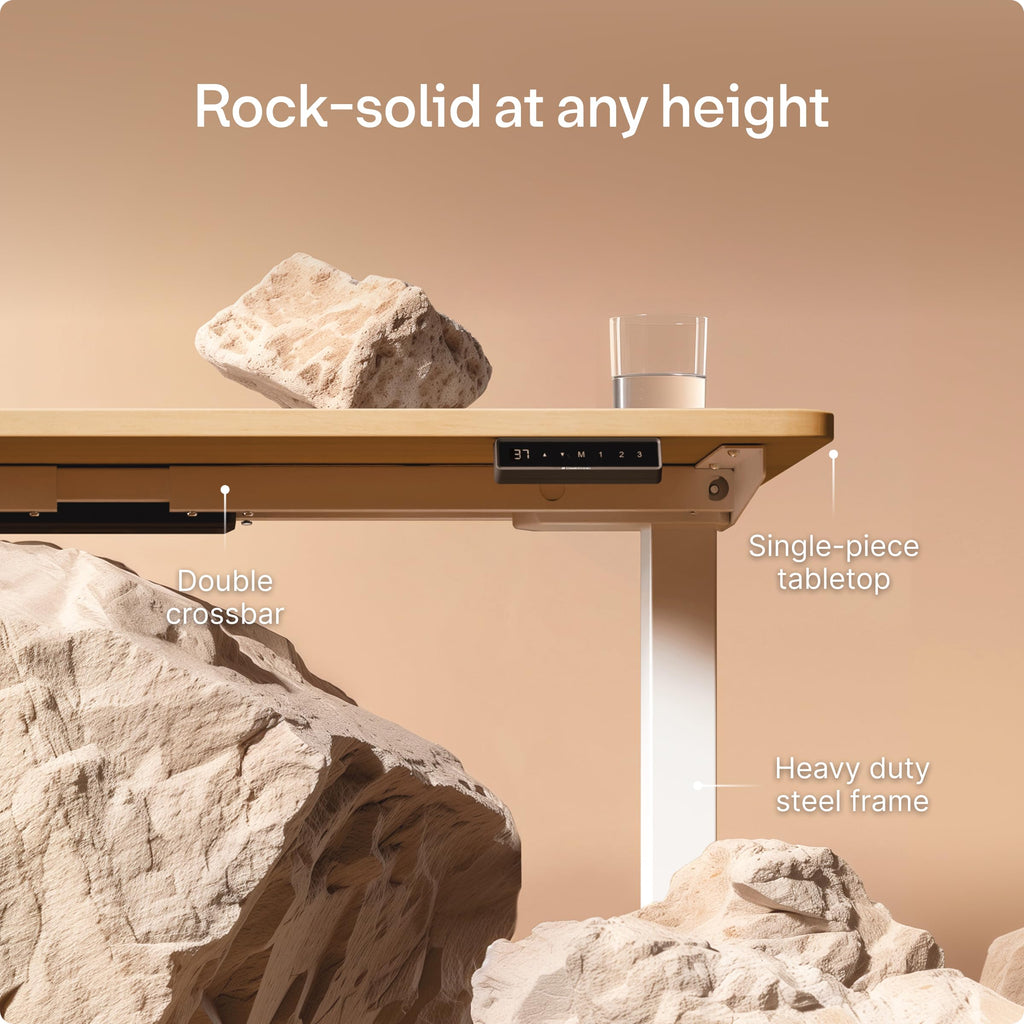 Standing Desk 48x24 — Made in Europe, Ergonomic Sit Stand Home Office Desk, Electric Height Adjustable, Dual Motor, USB & USB-C Charging, Wobble-Free, Touchscreen, 3 Memory Presets