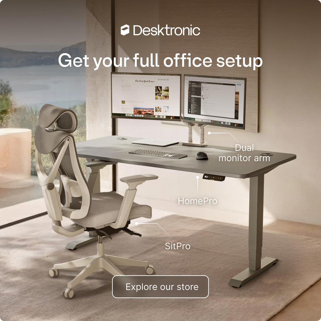Standing Desk 48x24 — Made in Europe, Ergonomic Sit Stand Home Office Desk, Electric Height Adjustable, Dual Motor, USB & USB-C Charging, Wobble-Free, Touchscreen, 3 Memory Presets