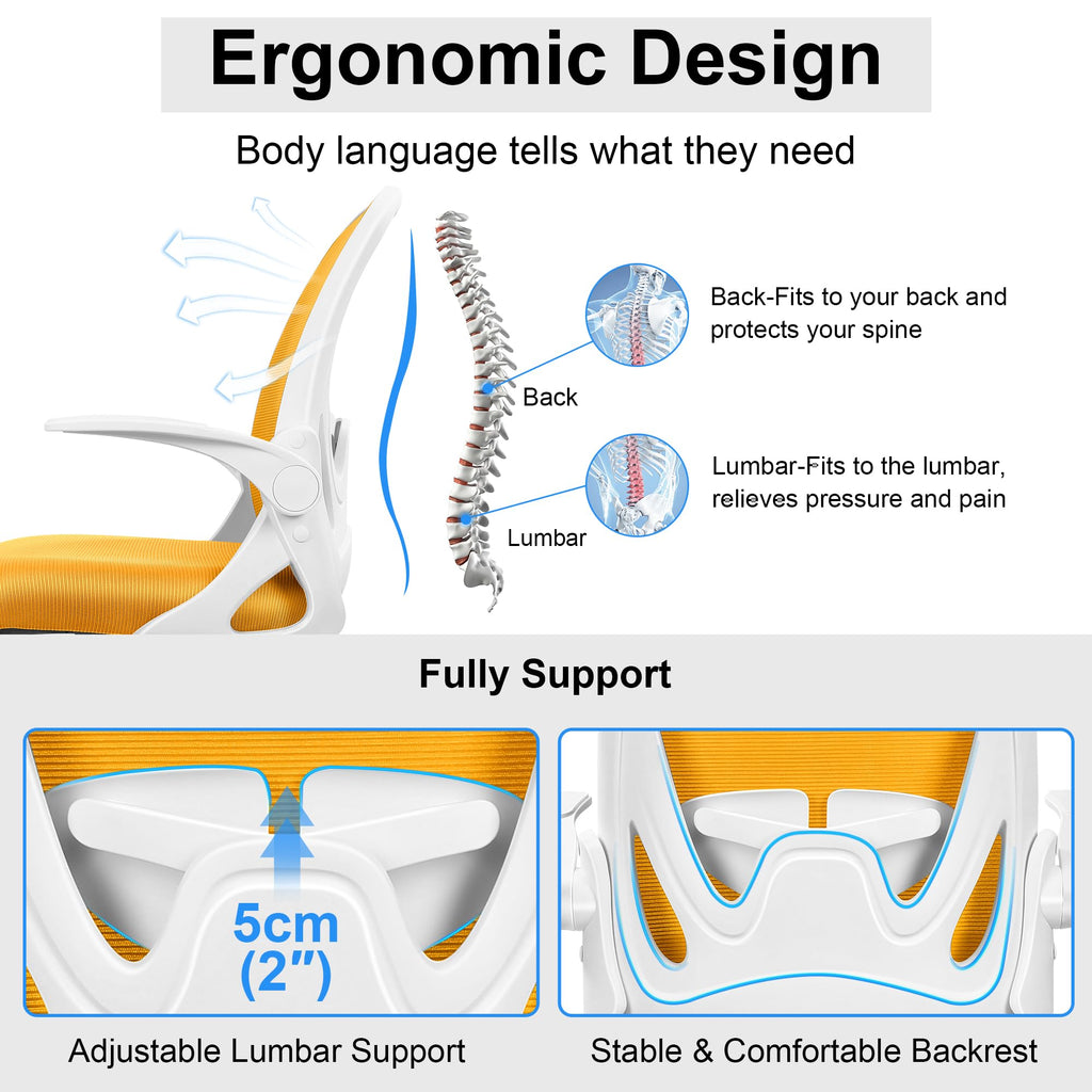 Drafting Chair Tall Office Chair with Flip-up Armrests Executive Ergonomic Computer Standing Desk Chair with Lumbar Support and Adjustable Footrest Ring (Mustard)