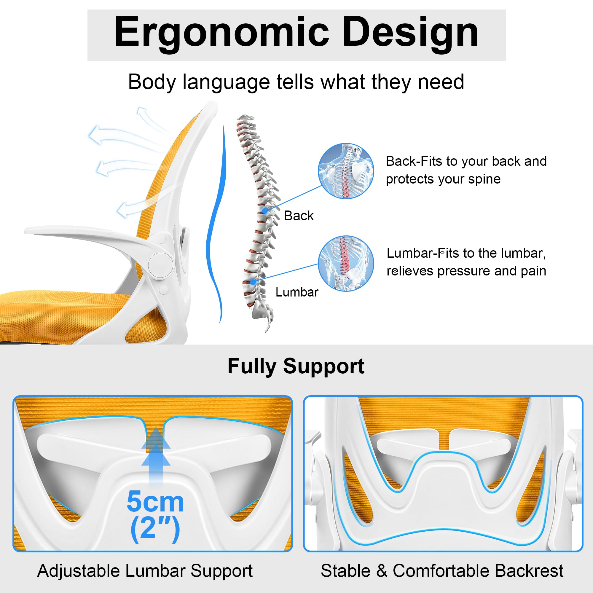 Drafting Chair Tall Office Chair with Flip-up Armrests Executive Ergonomic Computer Standing Desk Chair with Lumbar Support and Adjustable Footrest Ring (Mustard)