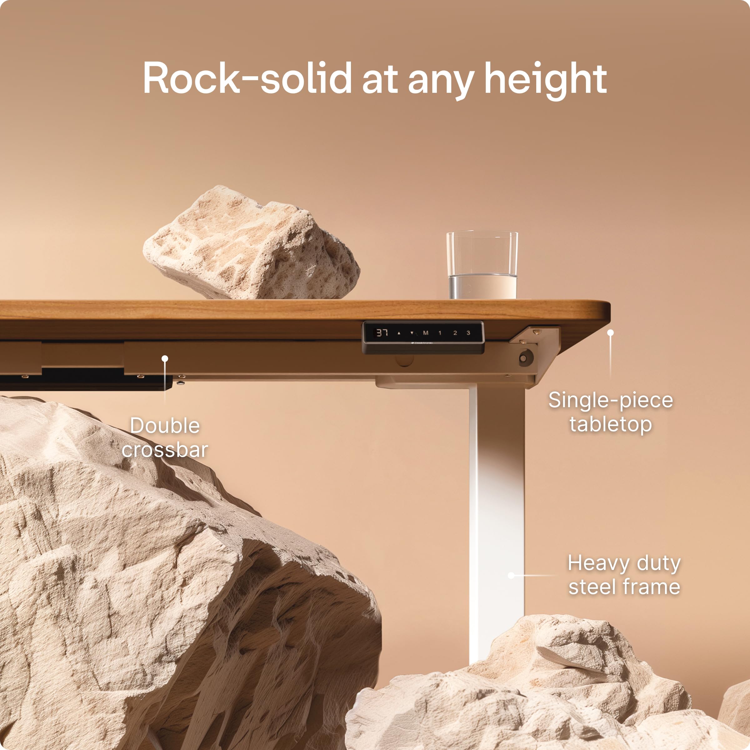 Standing Desk 48x24 — Made in Europe, Ergonomic Sit Stand Home Office Desk, Electric Height Adjustable, Dual Motor, USB & USB-C Charging, Wobble-Free, Touchscreen, 3 Memory Presets