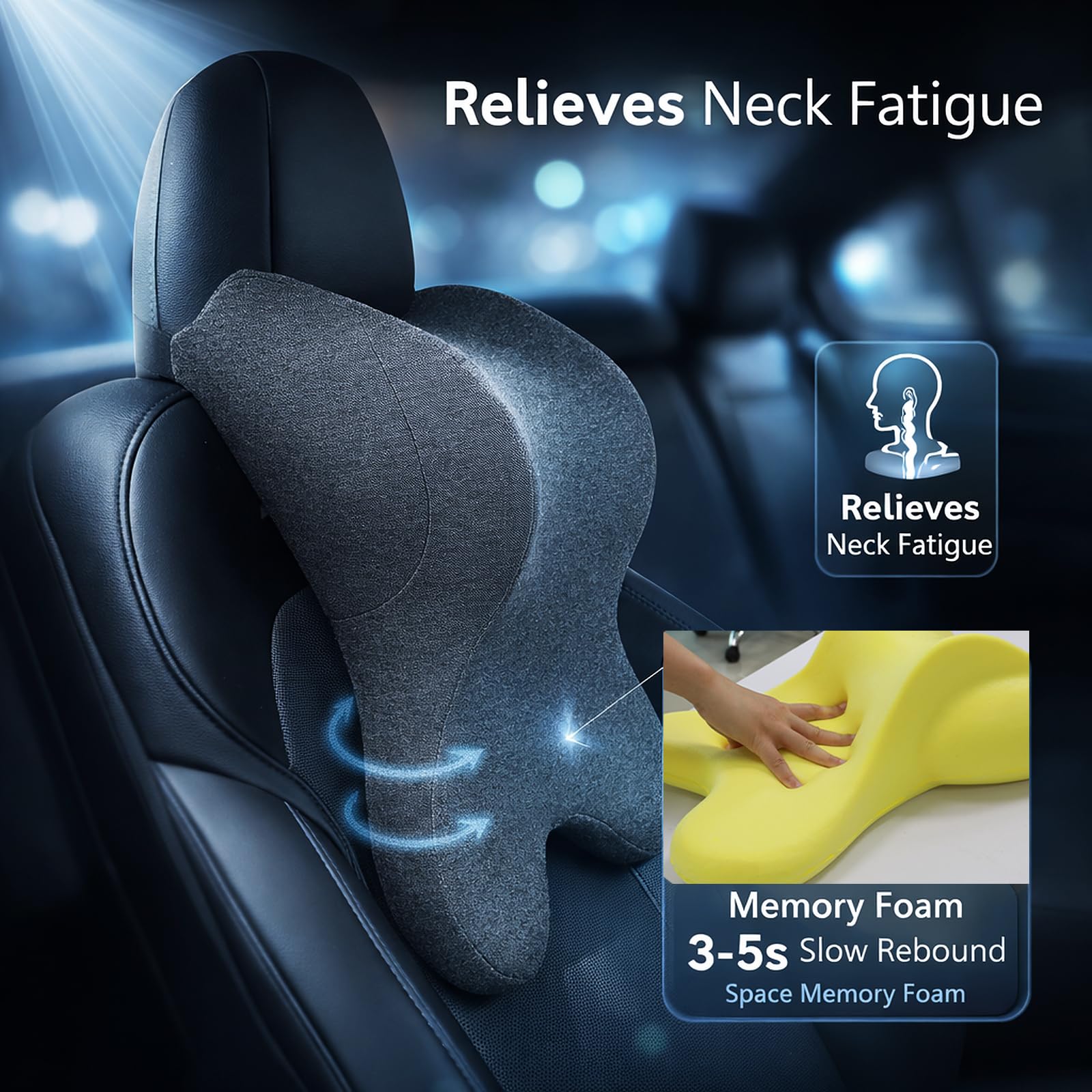 Headrest Pillow Office Chair Neck Pillow Ergonomic Design Double Straps Design Suitable for Different Heights