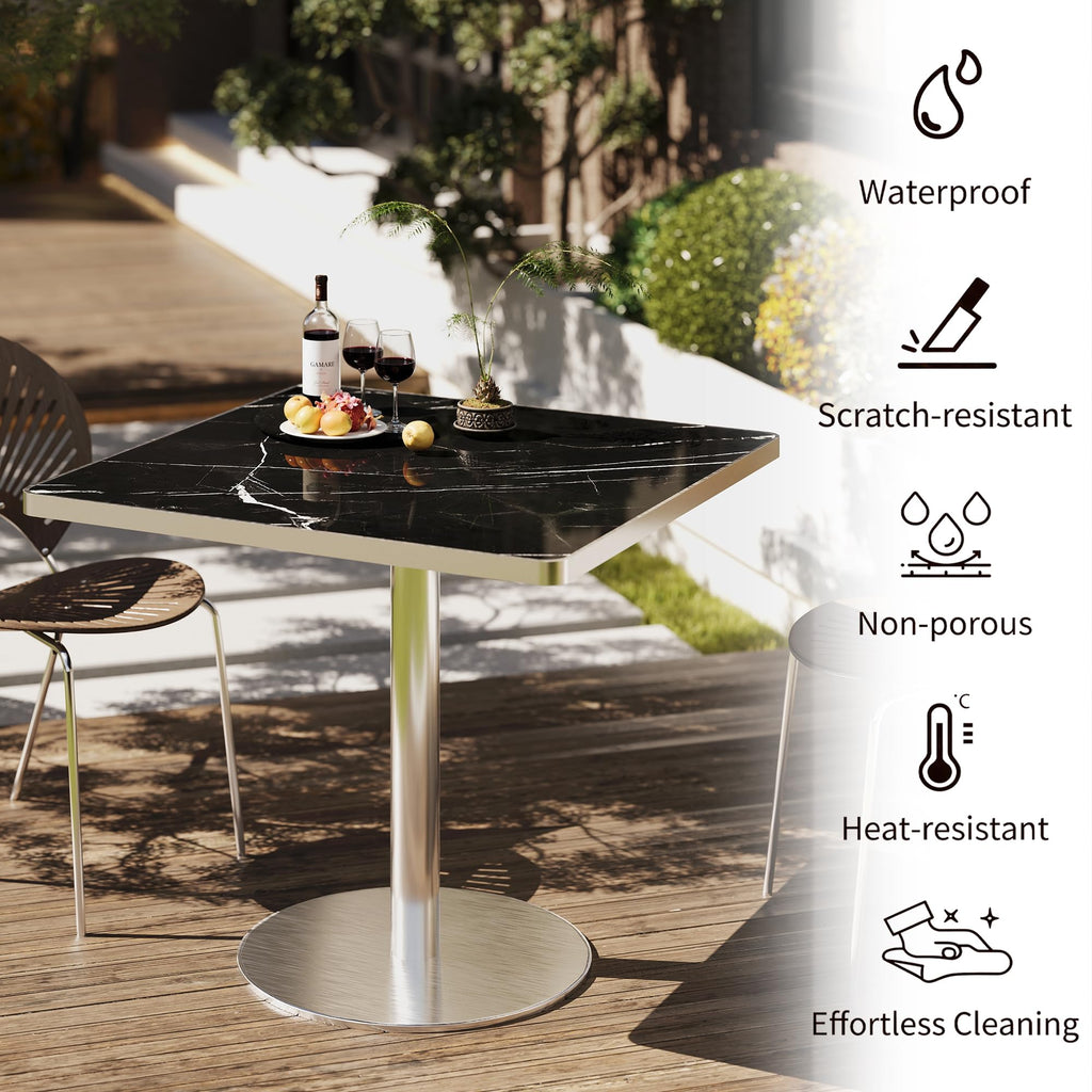 hausway 31.5" Tulip Table,Square Kitchen Dining Table for 2-4 with Thick Sintered Stone Top,Titanium Golden Pedestal Base,Heat-Resistant,Bistro Table for Dining Room,Café,Small Space（Silent Pulse）