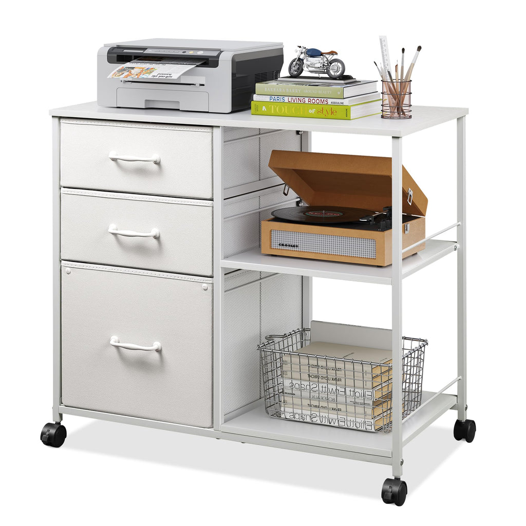 3 Drawer Mobile File Cabinet with Open Storage Shelf