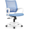 Office Desk Computer Chair Ergonomic Mesh Gaming Cushion Seat with Comfy Lumbar Mid Back Support Adjustable Height Swivel Rolling Wheels for Home Task (Sky Blue)