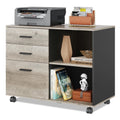 3-Drawer Mobile File Cabinet, Lateral Filing Cabinet, Greige