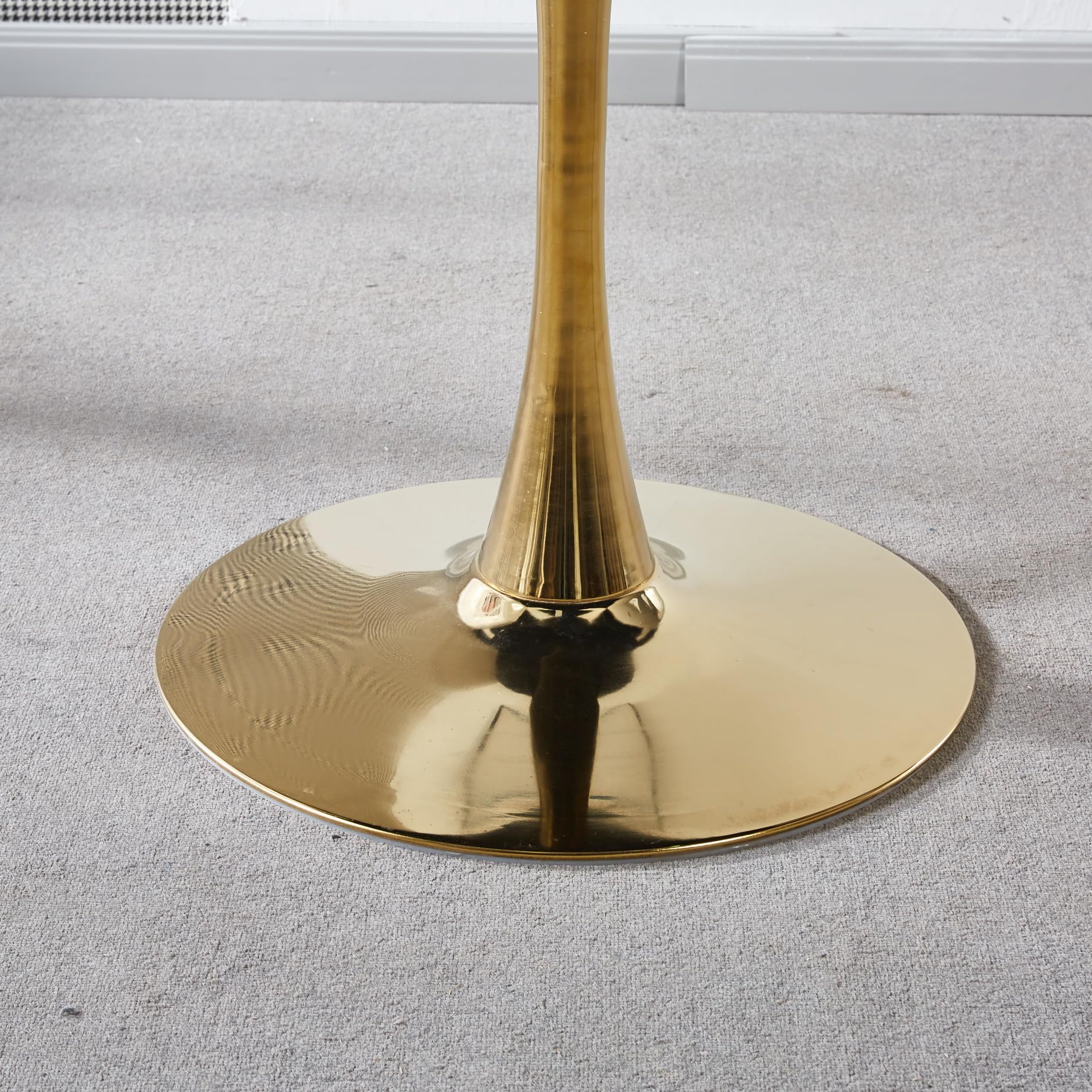 31.5" Round Tulip Dining Table, Mid-Century Tulip Table Kitchen Tulip Dining Table 2 People with Faux Marble Table Top & Metal Base for Office Living Room