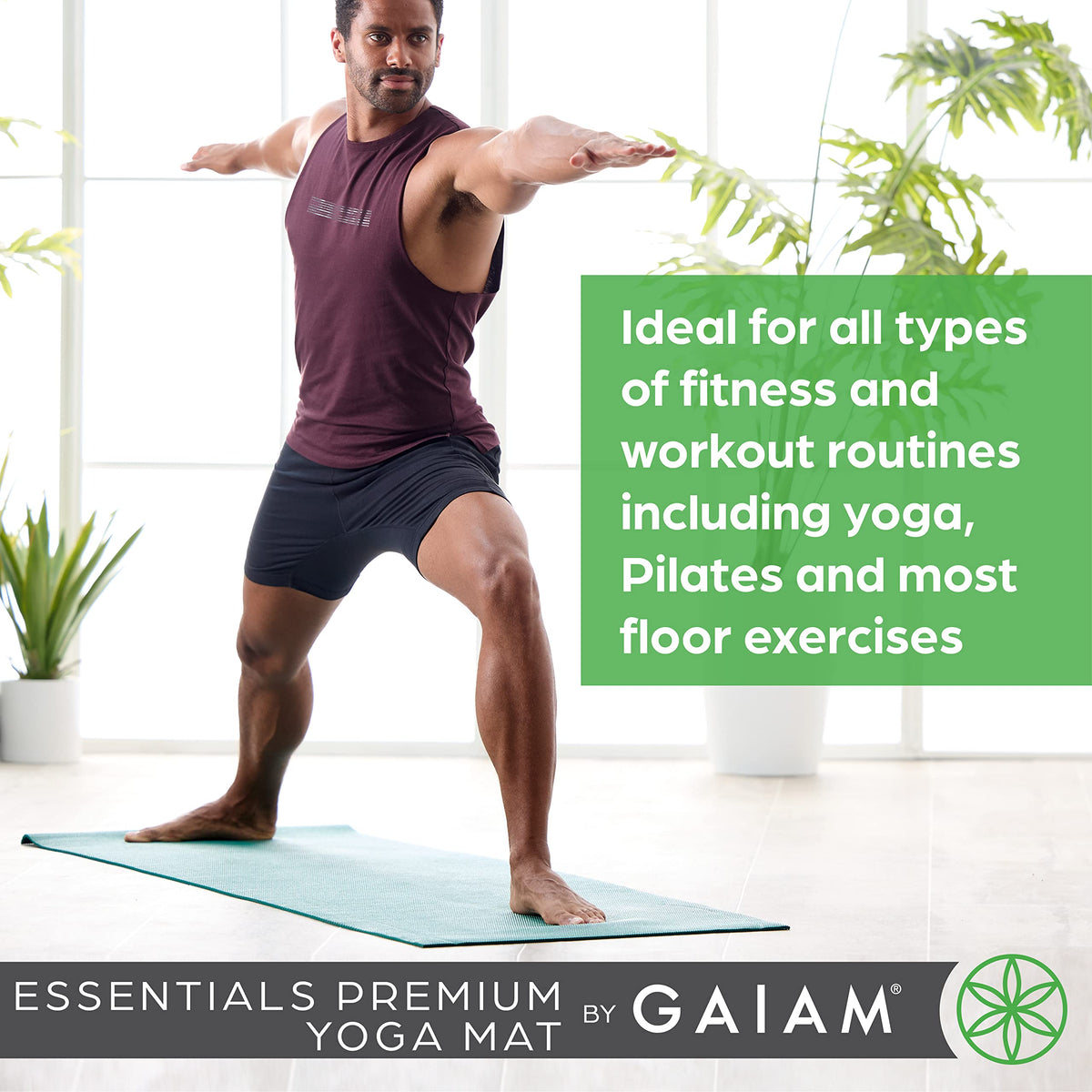 Essentials Yoga Mat, 6mm Non-Slip with Carrying Sling (Navy)