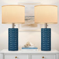 20” Modern Table Lamps Set of 2, Lamps for Bedroom, Blue