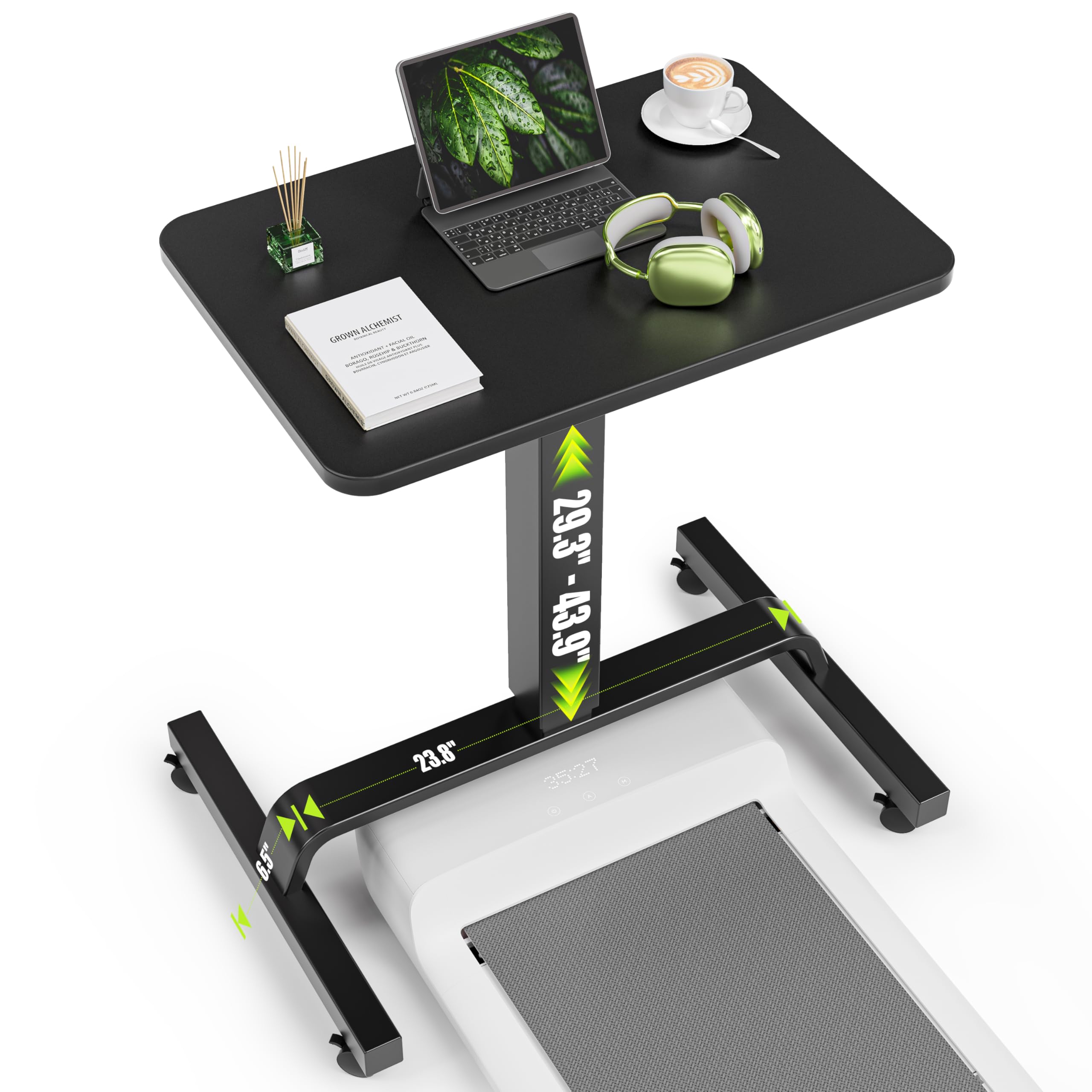 Height Adjustable Mobile Standing Desk with 360° Swivel Casters, 29"-45" Pneumatic Rolling Desk on Wheels, Perfect for Home Office, Bedroom, Living Room, Black