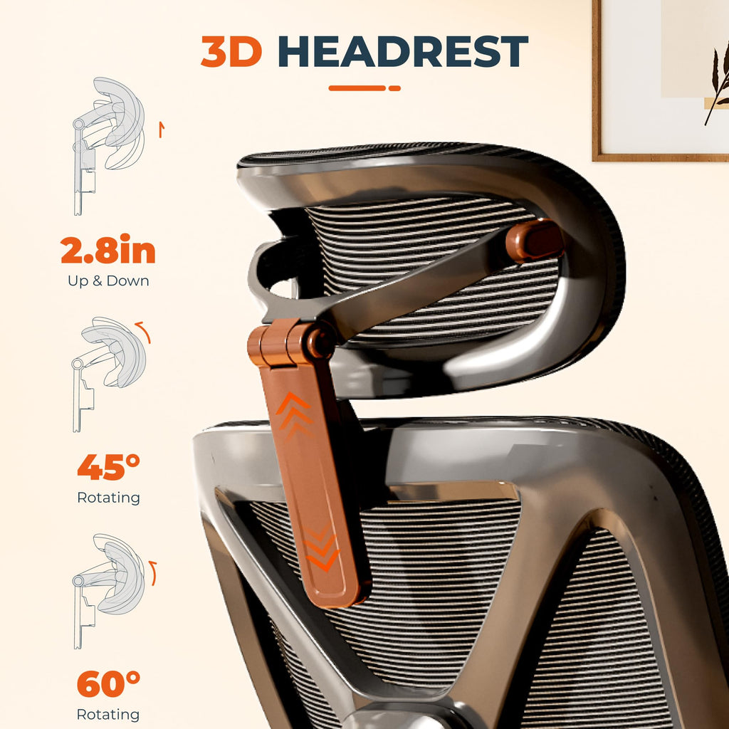 FitStand Ergonomic Office Chair High Back Computer Chairs Desk Chair with 2D Lumbar Support/Footrest/3D Headrest/Heavy Duty Metal Base, Comfortable Foam Seat Cushion, ErgoChair Ultra, Black