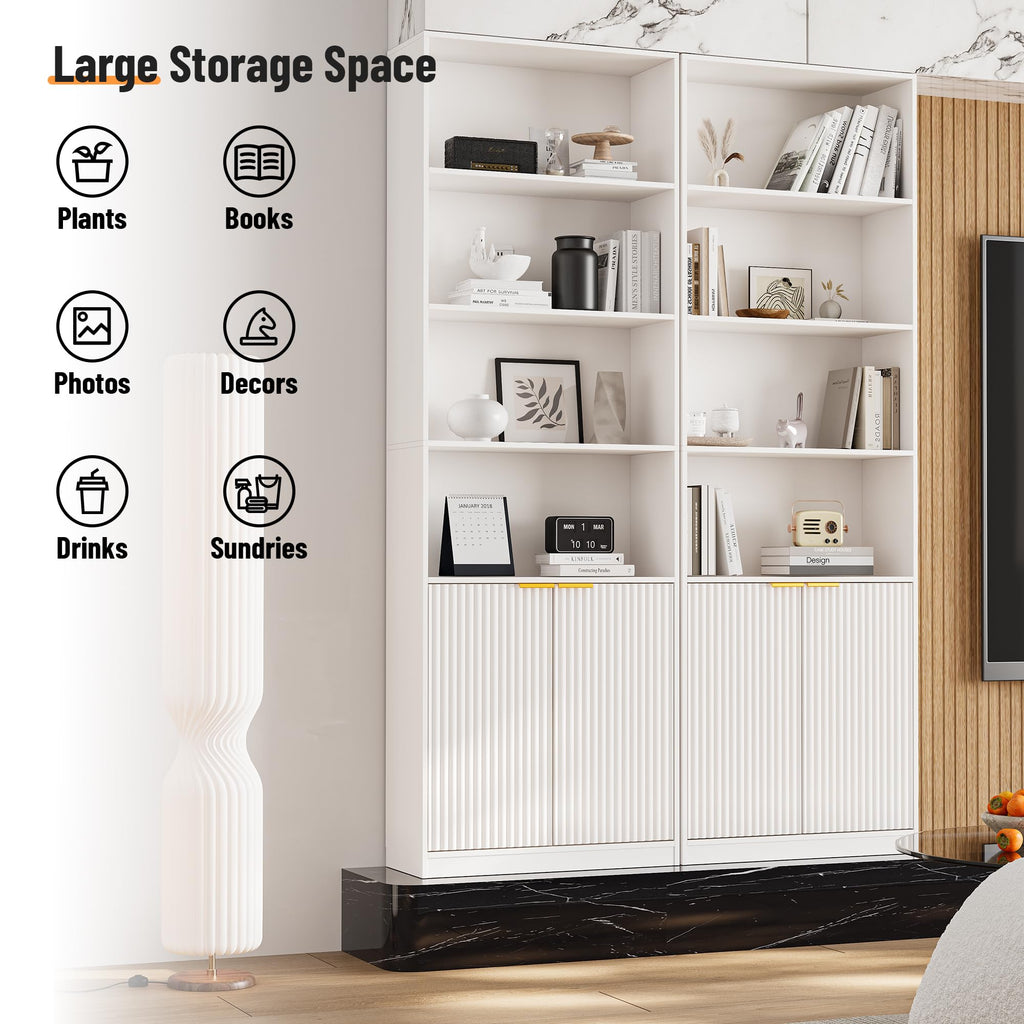69" Tall Book Shelve Bookcases with Doors, Floor Standing 6 Shelf Display Shelves, Bookshelf with Storage Shelf, Home Decor Furniture for Living Room Home Office