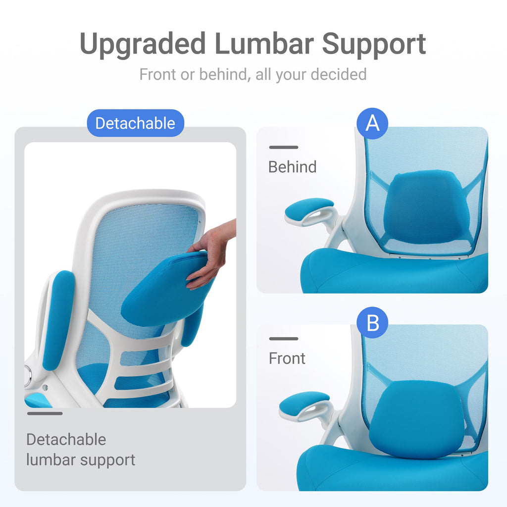 400lbs Heavy Duty Office Chair, 5" Thickened Seat Ergonomic Desk Chair with Adjustable Armrests, Home Office Computer Chairs for Long Hours Mesh Executive Chair(Blue)