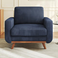 38.5" Accent Chair Dark Blue, Comfy Corduroy Single Sofa Seat with Spring Cushion, Upholstered Armchair with Deep Seat, Reading Chair for Adults, Modern Sofa for Living Room, Bedroom
