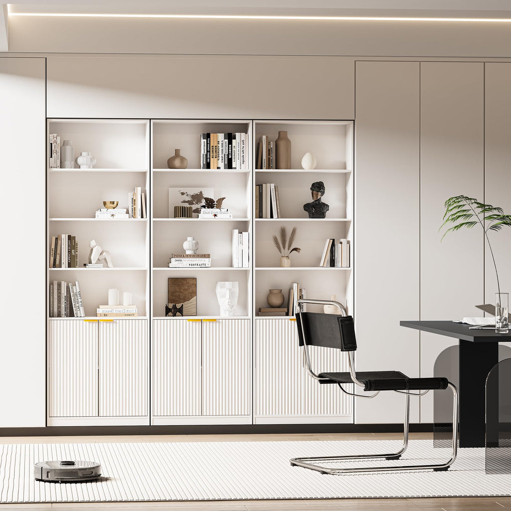 69" Tall Book Shelve Bookcases with Doors, Floor Standing 6 Shelf Display Shelves, Bookshelf with Storage Shelf, Home Decor Furniture for Living Room Home Office