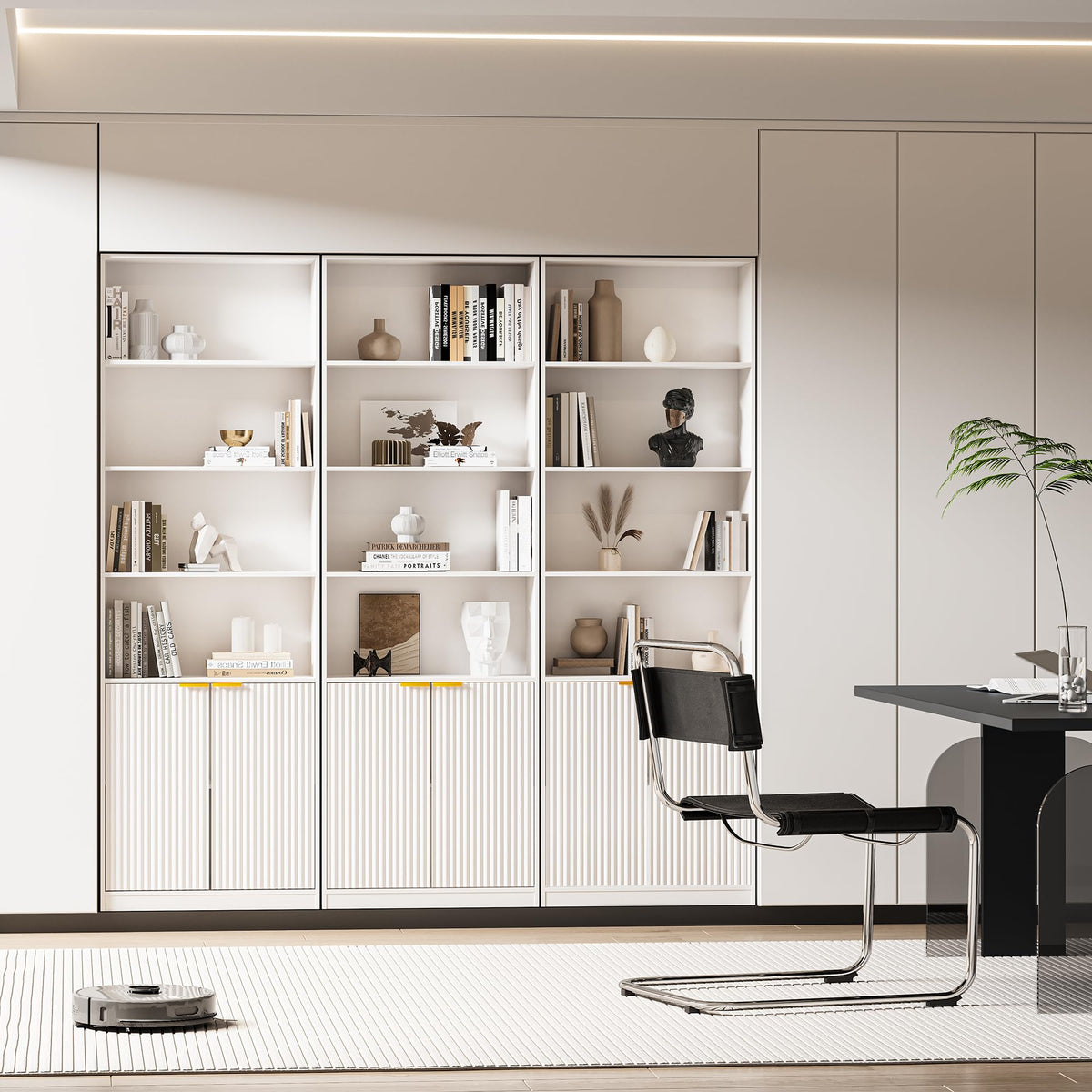 69" Tall Book Shelve Bookcases with Doors, Floor Standing 6 Shelf Display Shelves, Bookshelf with Storage Shelf, Home Decor Furniture for Living Room Home Office
