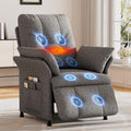 Power Recliner Chair for Adults with Heat & Massage - Linen Electric Reclining Sofa with Remote Control, 3 Side Pockets, 180° Lay Sleeper for Living Room Home Theater, Light Grey
