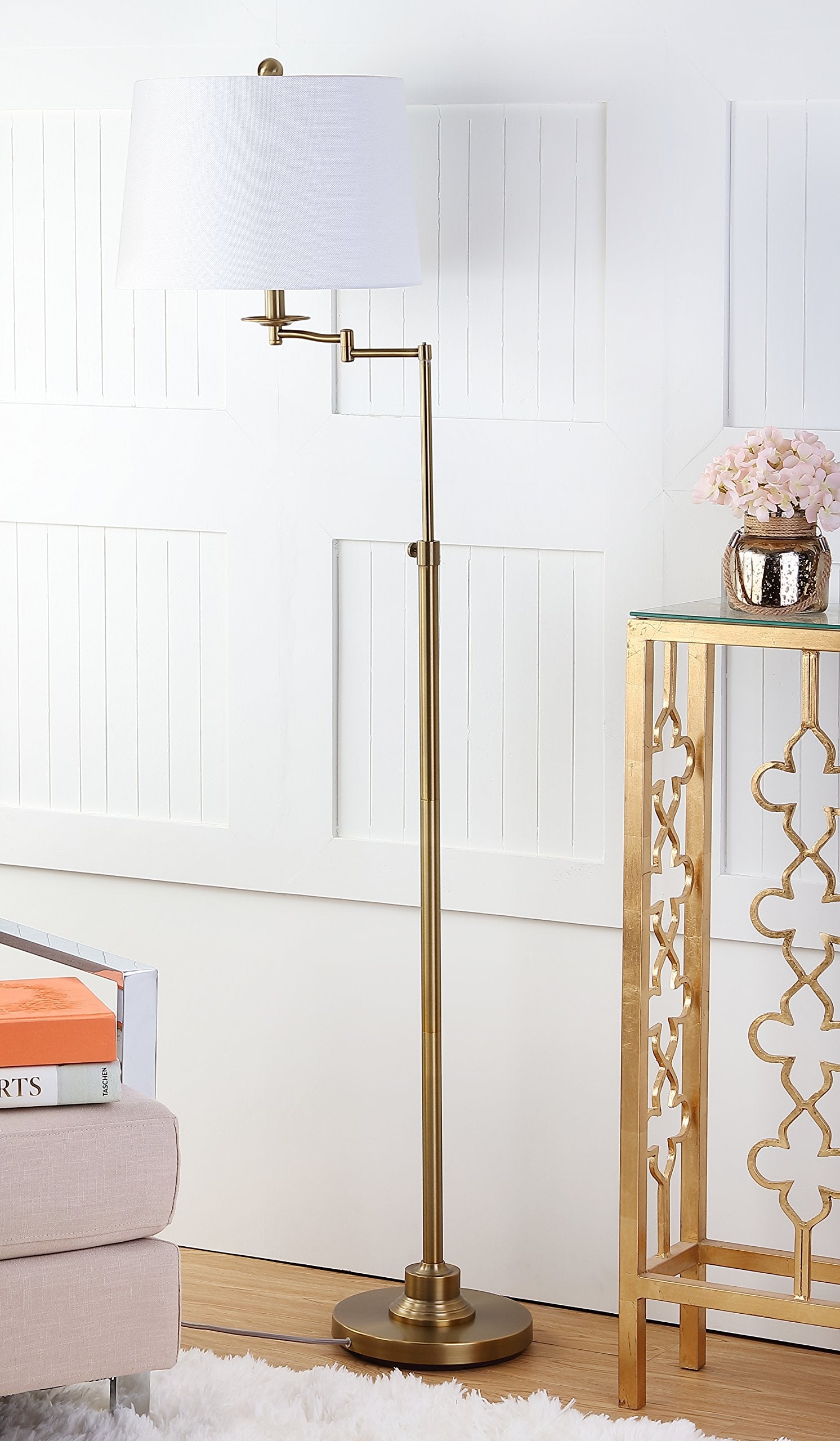 Gold 64-inch Adjustable Height Living Room Bedroom Home Office Standing Floor Lamp (LED Bulb Included)