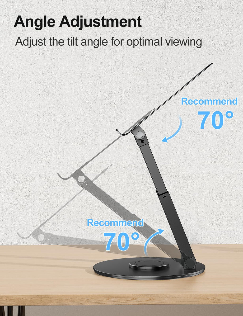 Laptop Stand for Desk with 360° Swivel Base, Sit to Stand, Height Adjustable, Portable Riser Holder for Good Posture, Compatible with MacBook Pro, All Laptops 10-17" - Black