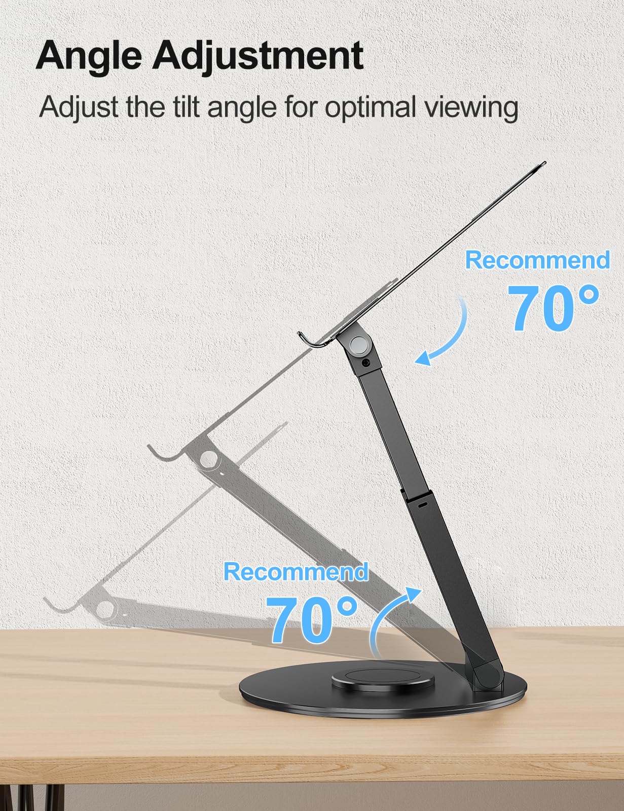 Laptop Stand for Desk with 360° Swivel Base, Sit to Stand, Height Adjustable, Portable Riser Holder for Good Posture, Compatible with MacBook Pro, All Laptops 10-17" - Black