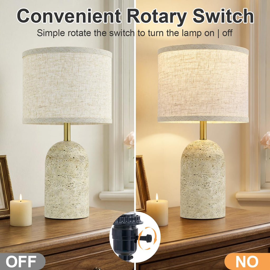 Table Lamps Set of 2, Resin Bedside Lamps for Living Room Bedroom