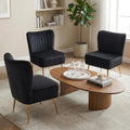 Modern Velvet Accent Chairs Set of 3, Comfy Slipper Chair with Heavy Duty Iron Frame & Gold Legs, Mid Century Side Sofa Chair for Living Room Bedroom Vanity(Black)