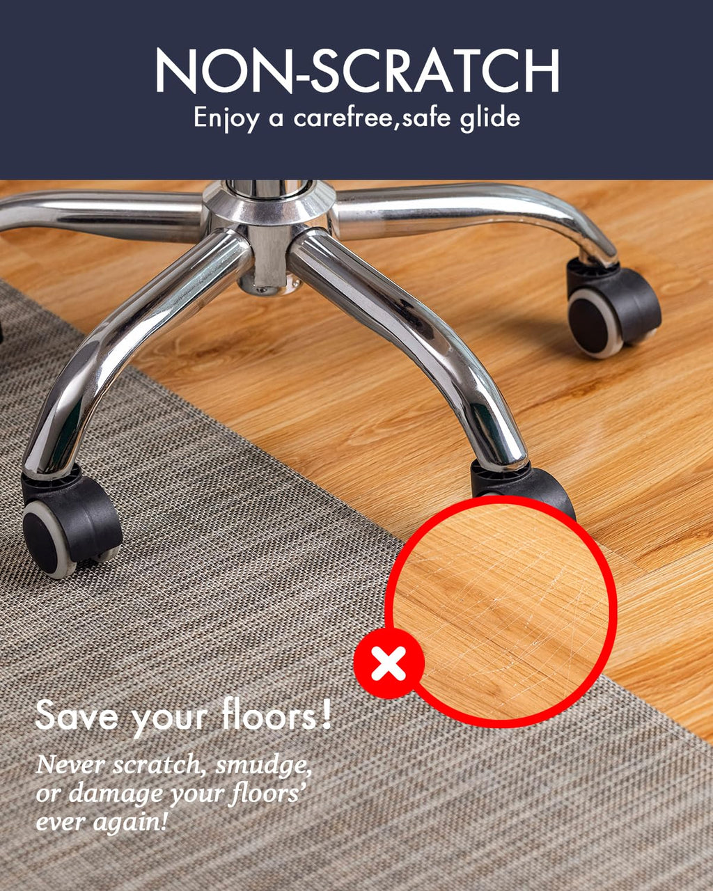 Office Chair Mat for Hardwood Floor Under Desk Computer Rolling Chair Mat for Wood/Tile Floor Non-Slip Heavy Duty Desk Rug PVC Plastic Hard Floor Protector 36" x 48" (Soapstone)