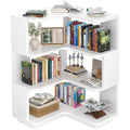 Corner Book Shelf, 4-Shelf L Shaped Corner Bookshelf with Baffle