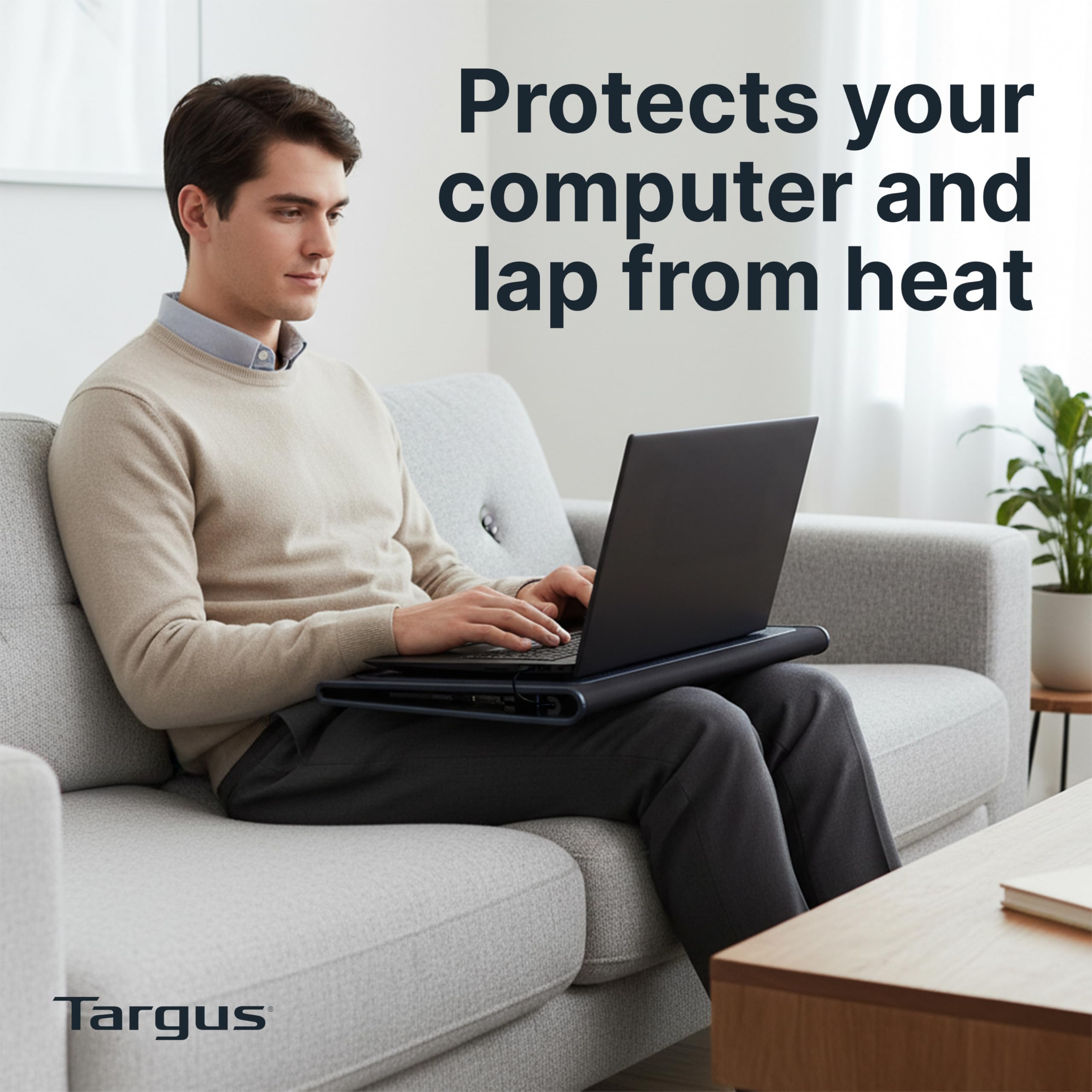 17 Inch Dual Fan Lap Chill Mat - Soft Neoprene Laptop Cooling Pad for Heat Protection, Fits Most 17" Laptops and Smaller - USB-A Connected Dual Fans for Heat Dispersion
