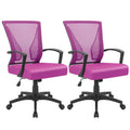 (2, Pink) Office Chair Ergonomic Computer Desk Mesh Chair Mid Back Swivel Lumbar Support with Armrest