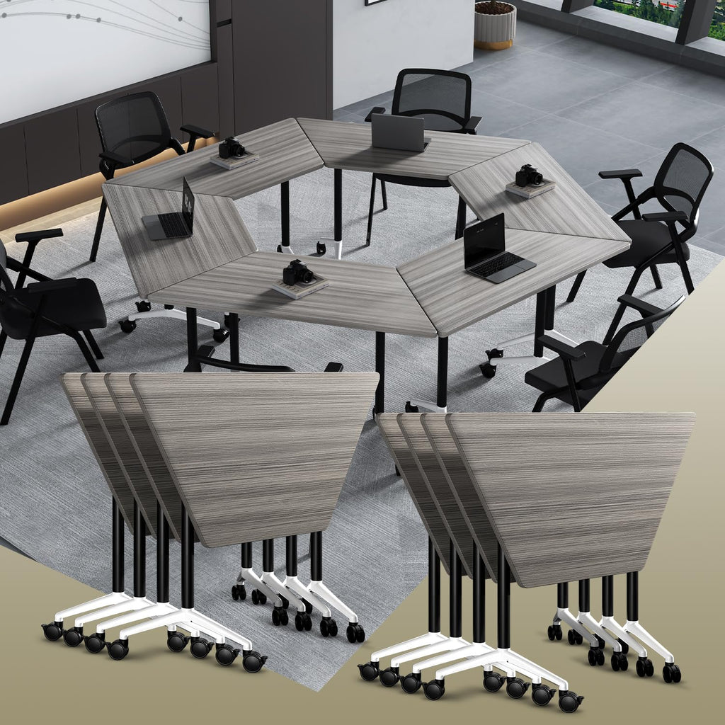Folding Conference Table, 8 Pack Modern Flip Top Mobile Training Tables