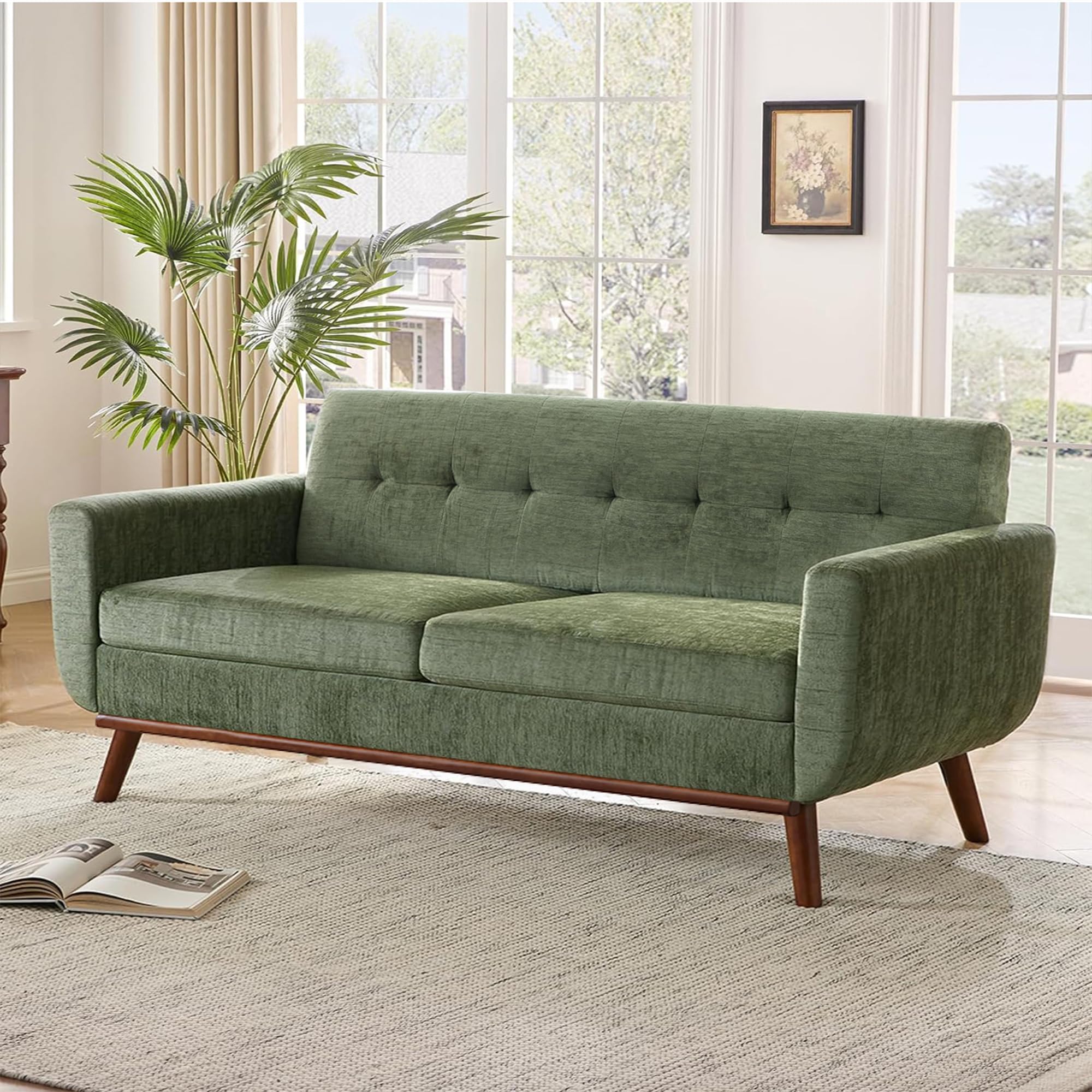 77.2" W Loveseat Sofa, Solid & Easy to Install Small Couch for Bedroom, Office, Apartment, Green