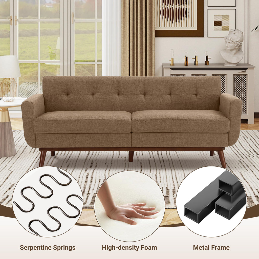77.2" W Loveseat Sofa, Solid & Easy to Install Small Couch for Bedroom, Office, Apartment, Brown