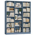 Triple Wide Bookshelf, Large Bookshelf with 17 Display Shelves