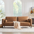 79" Sofa Couches for Living Room Mid-Century Modern Decor Faux Leather Couch with Deep Seat&Cloud Cushions&2 Pillow, 3 Seater Home Sofa Living Room Brown Loveseat for Office, Bedroom, Apartment