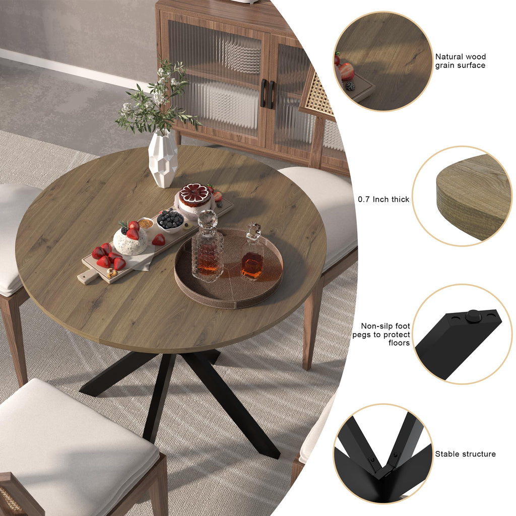31.5 Inch Round Tulip Dining Table, Small Circle Kitchen Table with Metal Black Legs for 2-4 People,Modern Dining Room Table