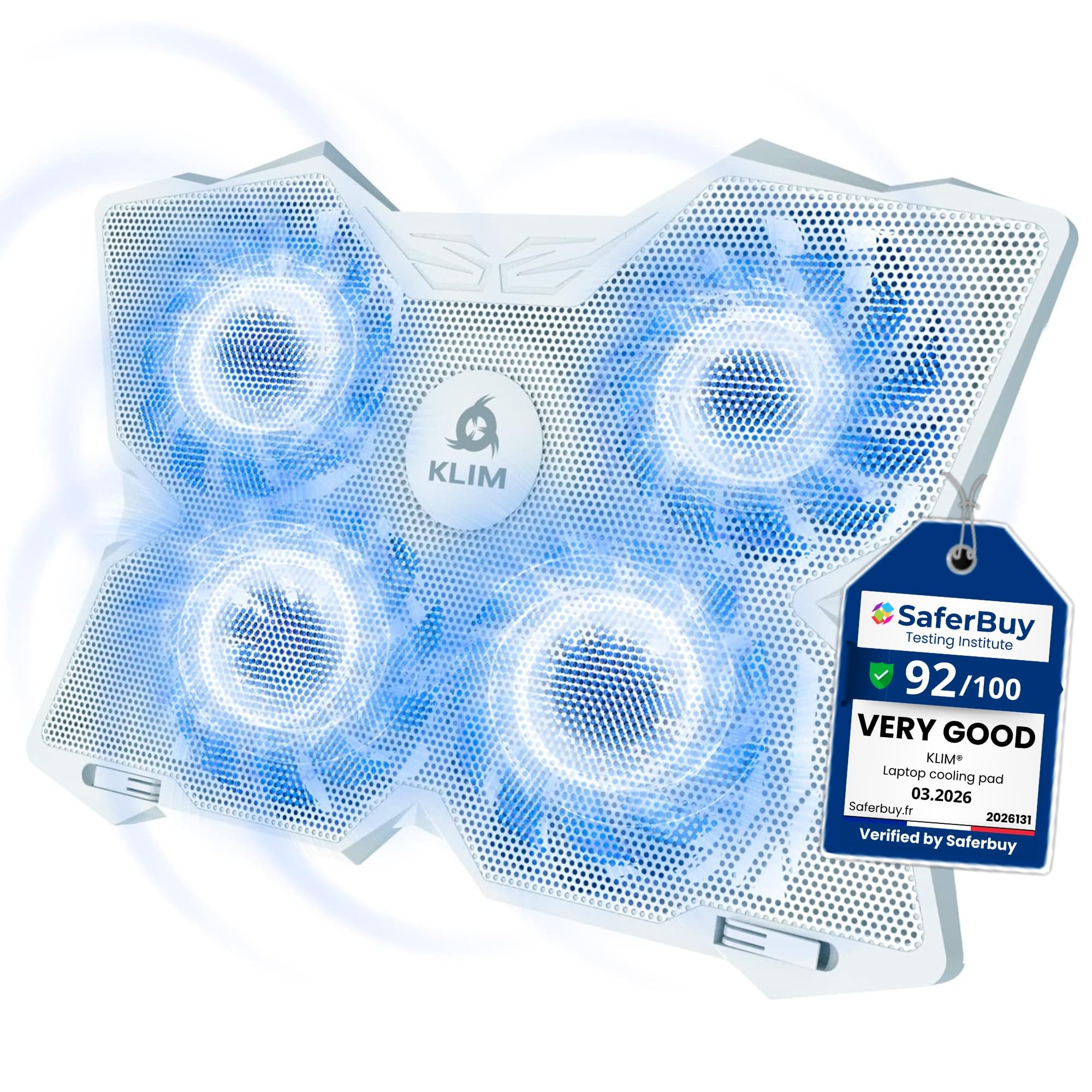 Laptop Cooling Pad - More Than 500 000 Units Sold - New - The Most Powerful Rapid Action Cooling Fan - Laptop Stand with 4 Cooling Fans at 1200 RPM - USB Fan - PS5 PS4 - Full White