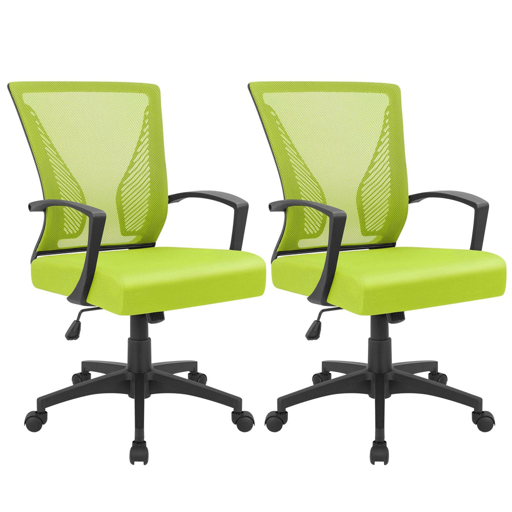 (2, Cyan) Office Chair Ergonomic Computer Desk Mesh Chair Mid Back Swivel Lumbar Support with Armrest