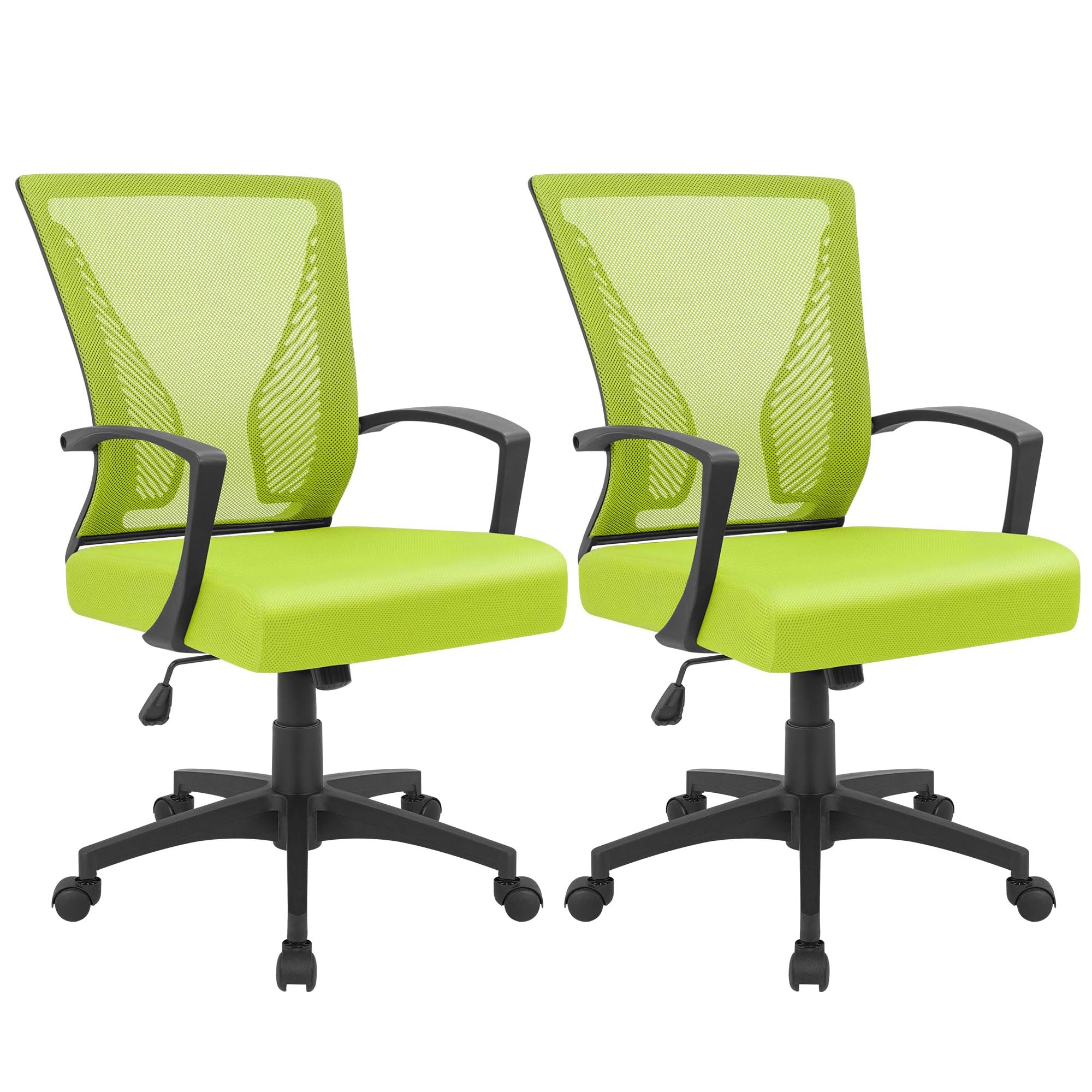 (2, Cyan) Office Chair Ergonomic Computer Desk Mesh Chair Mid Back Swivel Lumbar Support with Armrest