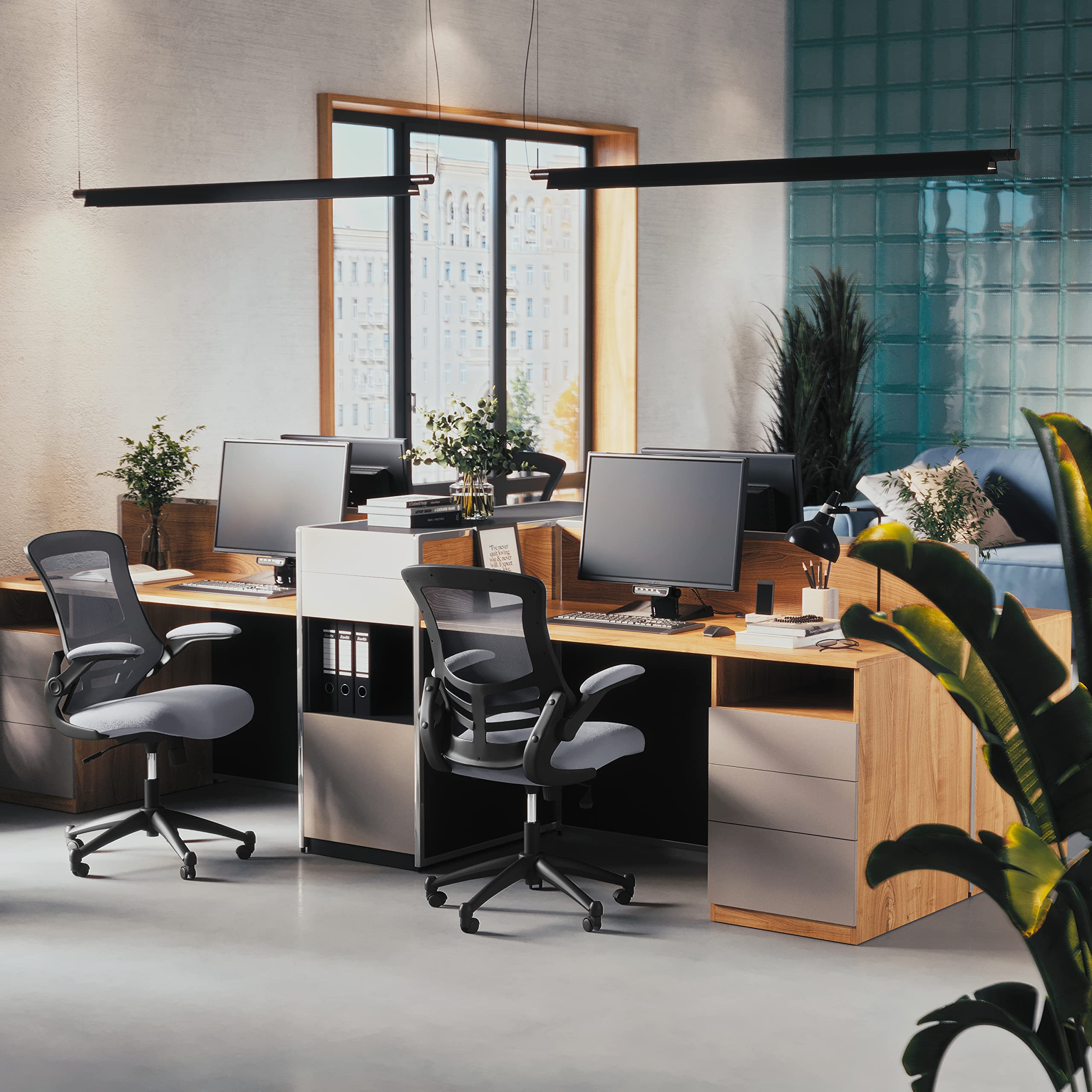 Office Chair, Ergonomic, Mid-Back, Dark Gray Mesh with Swivel