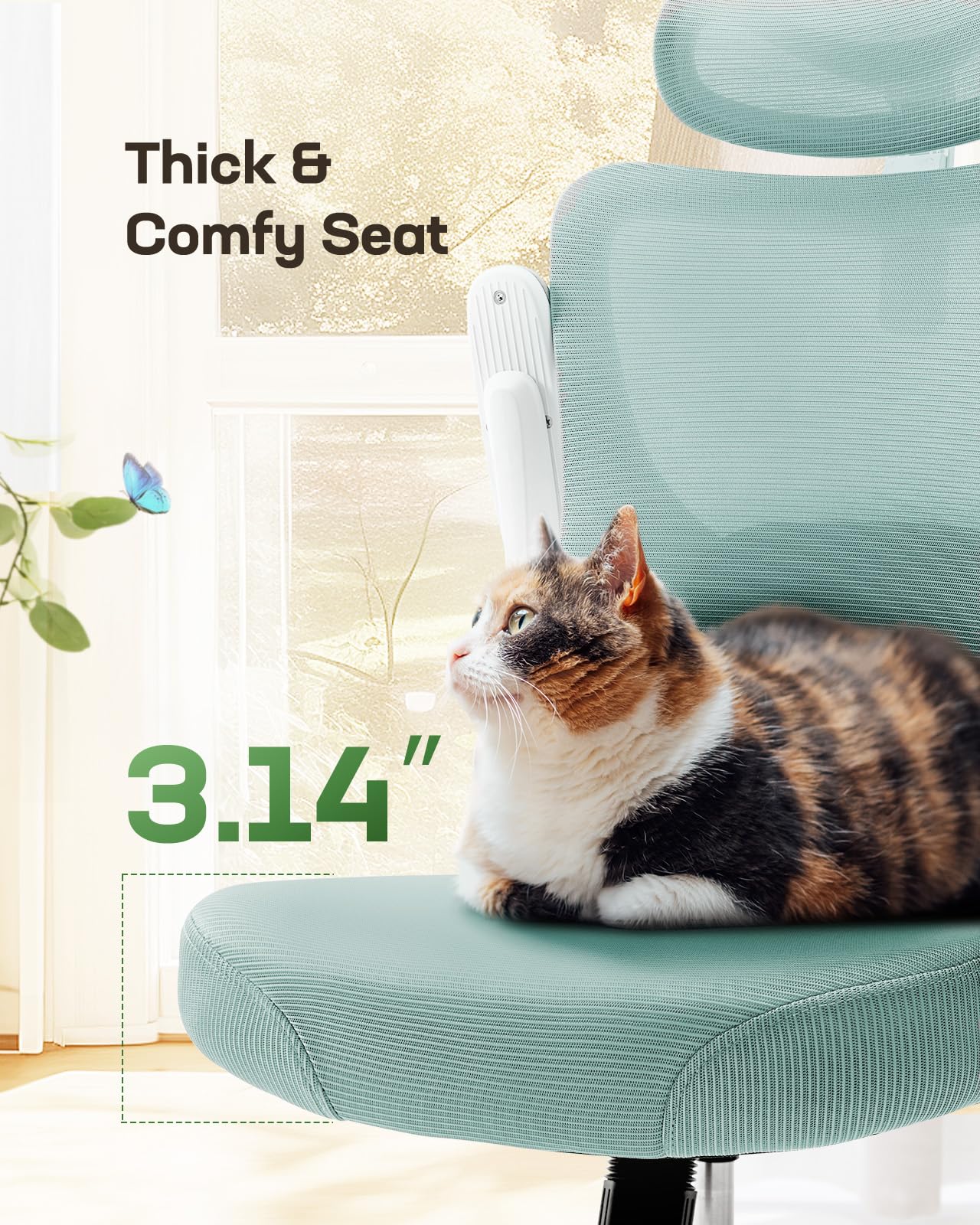 Ergonomic Office Chair: Office Desk Chair with High Back Mesh and Adjustable Lumbar Support Rolling Work Swivel Task Chairs with Wheel 3D Armrests and Headrest