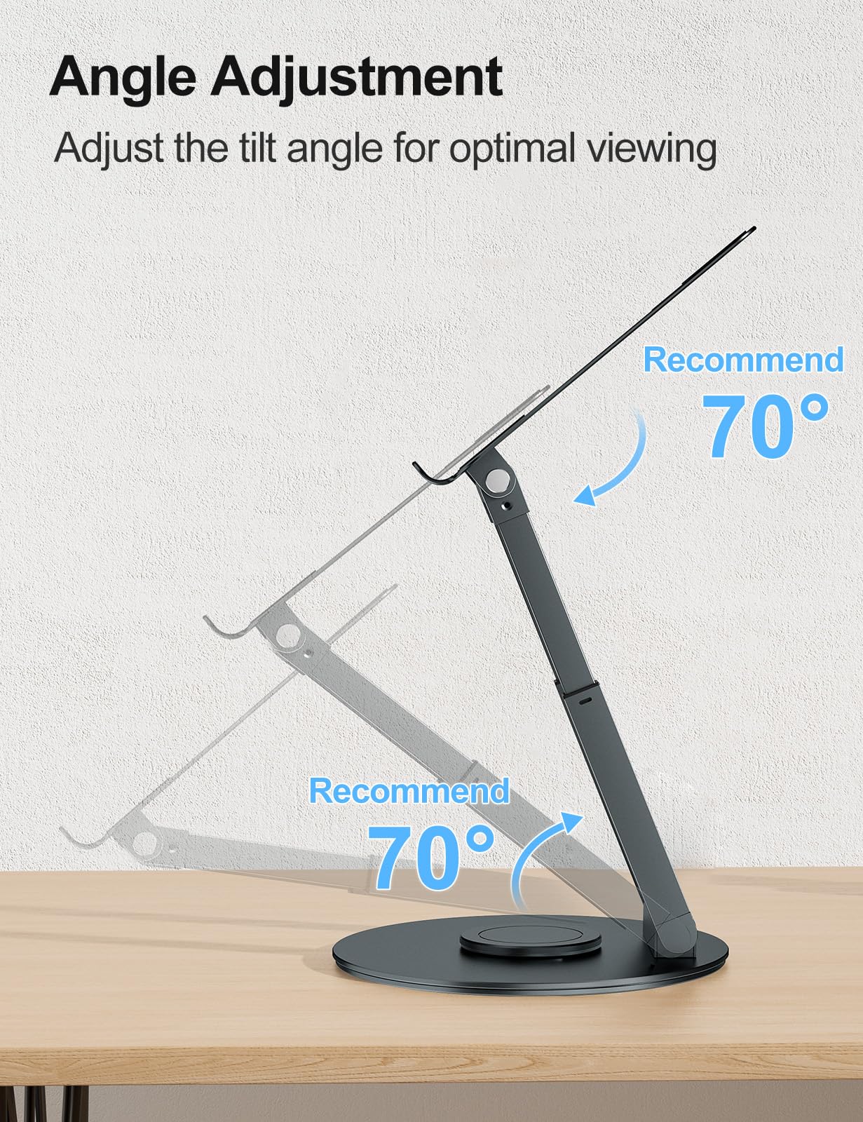 Laptop Stand for Desk with 360° Swivel Base, Sit to Stand, Height Adjustable, Portable Riser Holder for Good Posture, Compatible with MacBook Pro, All Laptops 10-17"-Gray