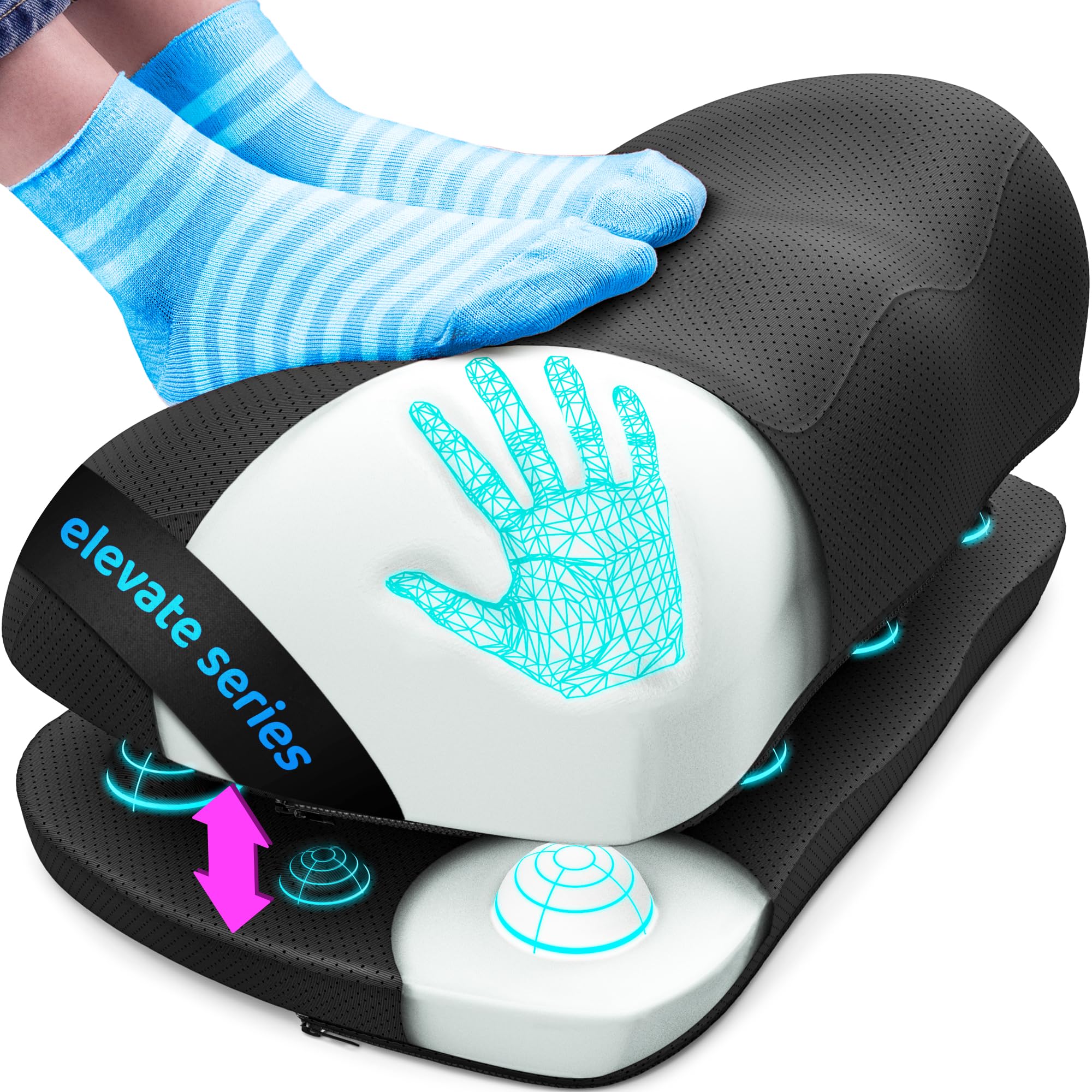 Comfort Adjustable Cloud Foot Rest for Under Desk at Work with Pressure Point Nodes - Comfortable Memory Foam Office Foot Stool & Desk Pillow, Gaming & Home Accessories