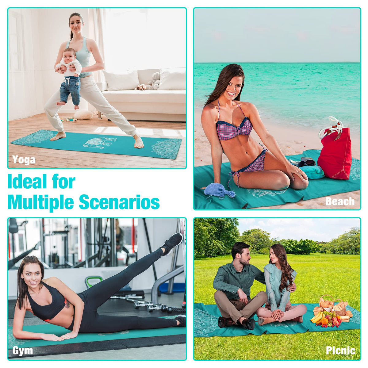 Yoga Towel for Hot Yoga Mat, Non-Slip Quick-Dry, 74.4 x 27.4 in
